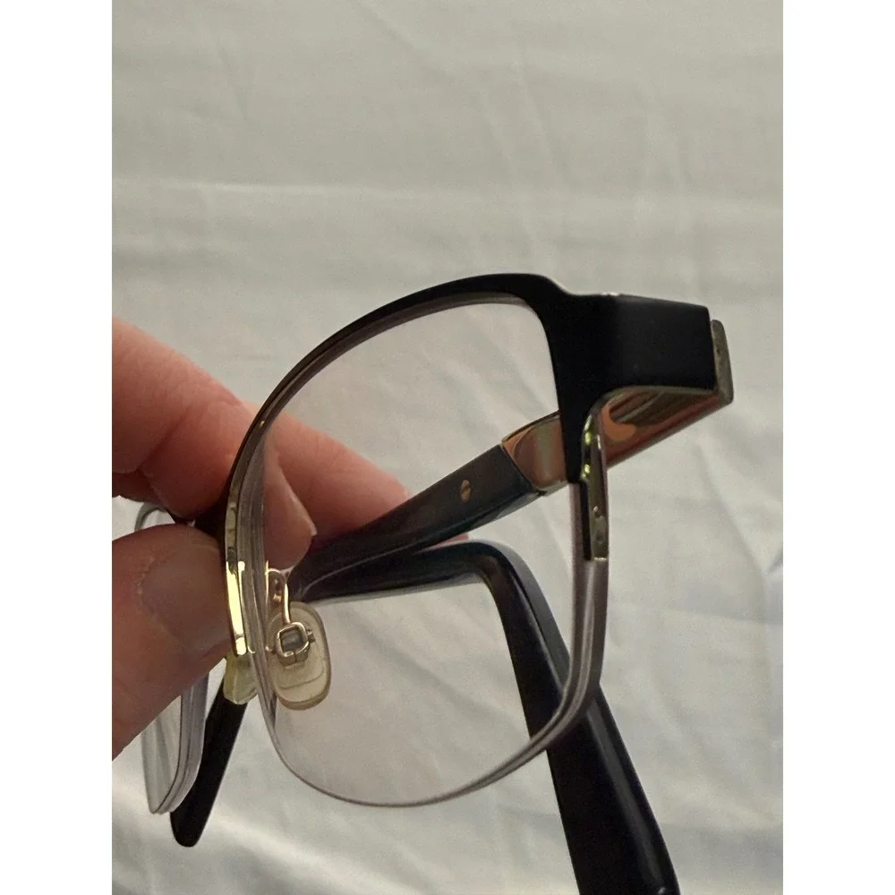 Escada Eyeglasses Frames Black Gold Semi Rimless Designer 54-17‎